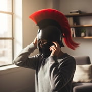 SZCO Corinthian Style Black Helmet with Red Plume Handmade Decorative Helmet for Costume, Display, Cosplay & Collector Use