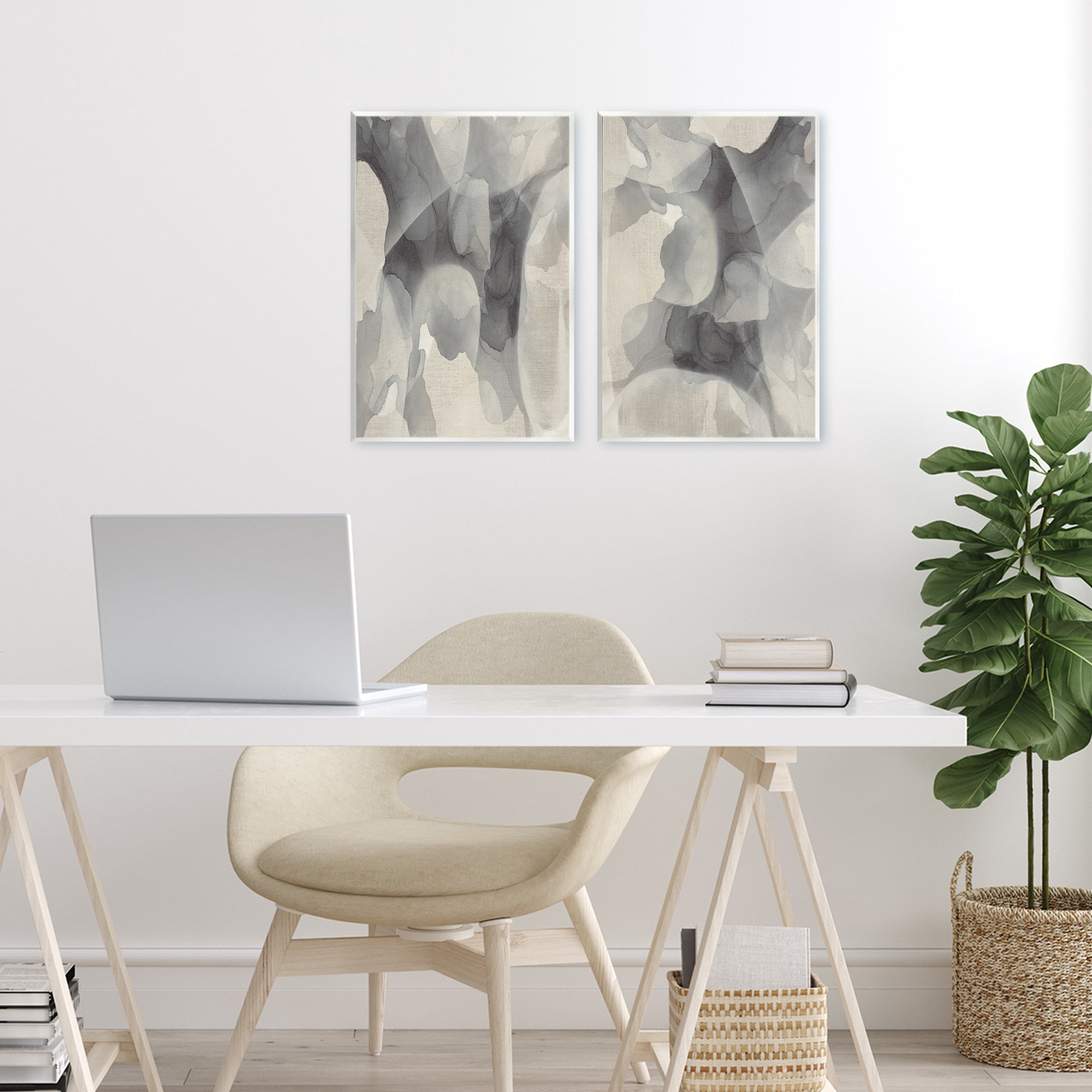 Stupell Industries Mottled Fluid Monochrome 2 Piece Wall Plaque Art Set, design by Kippi Leonard