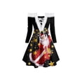 thumbnail image 1 of Women Ladies Long Sleeve Dress Off-shoulder Christmas Element Printed One-piece Dress, 1 of 6