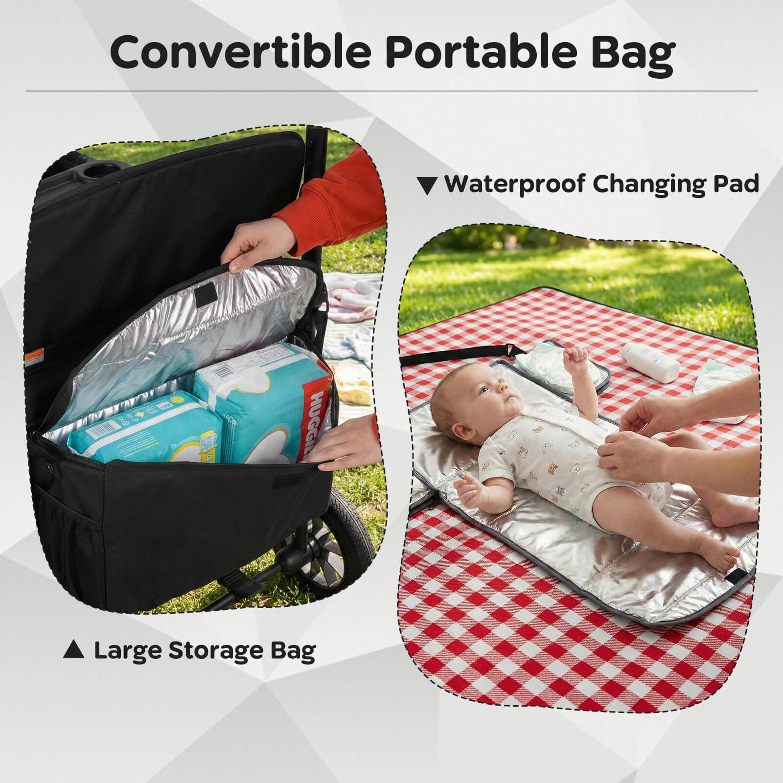 Costway Wagon Stroller, Foldable 4-Seater Push-Pull Toddler Stroller with Removable Canopy Black