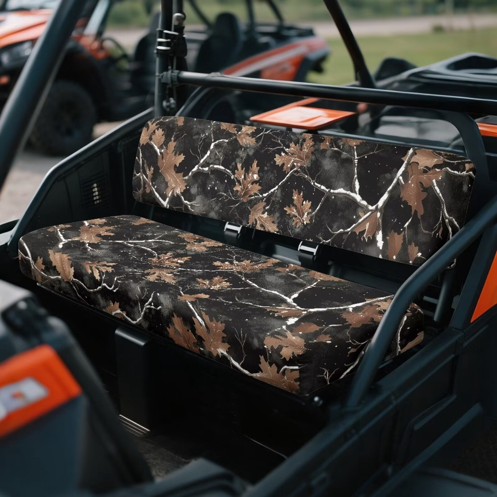XYZCANDO Black Camo Hunting UTV Seat Covers for Kawasaki Mule Set 2 Pcs Replacement Bench Seats Cover Washable UTV Seat Cover Accessory Part Nonslip All-Season Protection