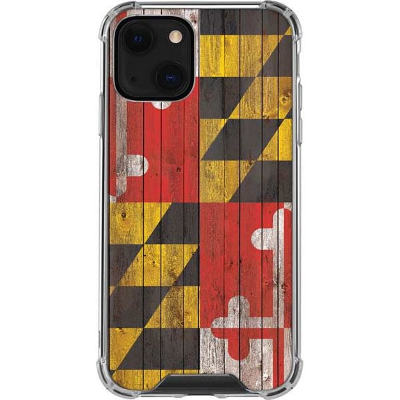 Skinit Countries of the World Maryland Flag Dark Wood iPhone 13 Clear Case