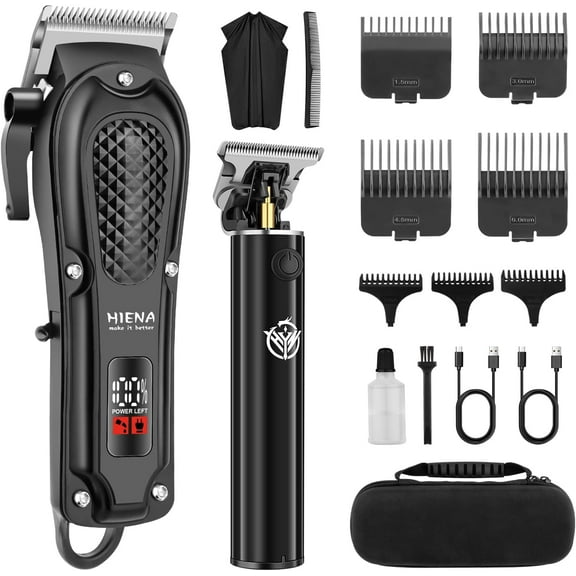 Professional Hair Clippers and Trimmers Set for Men Cordless Barber Kit Hair Cutting Kit Rechargeable Clipper Set for Barbers with LED Display, Gifts for Men, (Black)