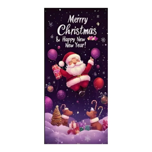 Cortina colgante de Papá Noel para la puerta, para la ventana del dormitorio festivo del hogar y fiestas de temporada