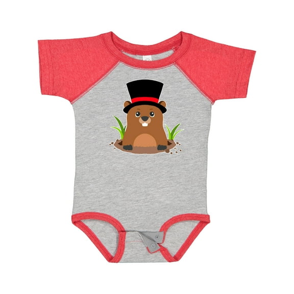 Inktastic Groundhog Day with Groundhog in Top Hat Boys or Girls Baby Bodysuit