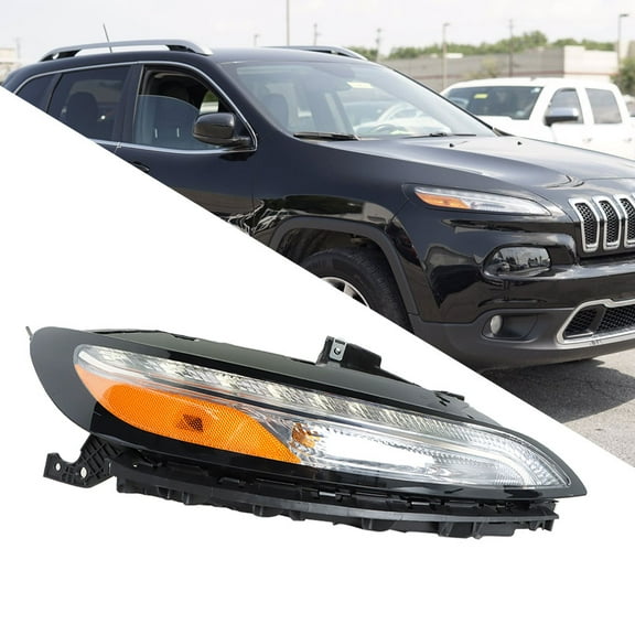 SEBLAFF Right Side Headlight For 2014-2018 Jeep Cherokee Halogen w/ LED DRL/Ballast Lamp