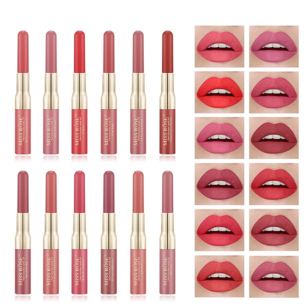 onlyliua Ofertas Navideñas Brillo de Labios de Doble Punta Delineador de Labios Brillo de Labios Esmalte de Labios Mate