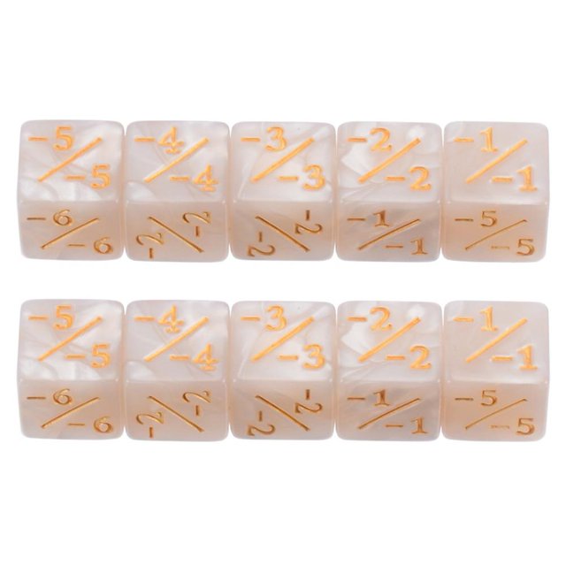 Contador dados 5 positivos + 1 -1 negativos juego mesa reunión () blanco 10 Uds.