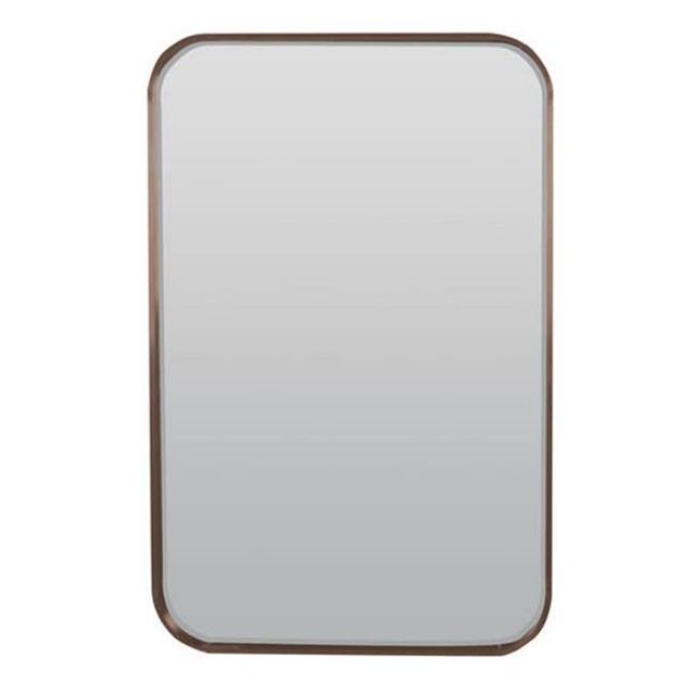 Afina CU-2030-B 20 x 30 in. Decorative Curve Collection Rectangle Framed Mirror with Rounded Corners - Brushed Stainless Steel