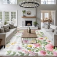 thumbnail image 3 of Large Area Rugs for Living Room Bedroom, Pink Purple Flower 8'x10' Rug Washable Carpet Runner Indoor Outdoor, Spring Country Floral Leaf Grey Plaid Non Slip Floor Mats Rug for Kitchen, Patio, 3 of 8