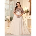 thumbnail image 4 of Plus Size Champagne Sequin Chiffon Evening Dress Elegant A-Line Maxi Gown, 4 of 12