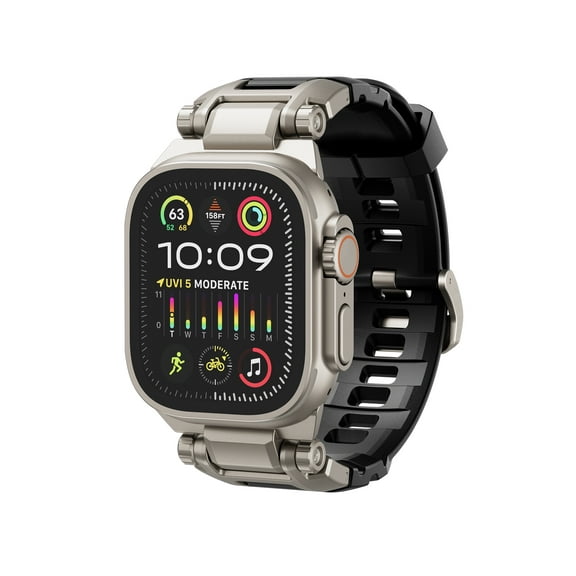 Dexnor Band Compatible with Apple Watch Ultra 2/Ultra 49mm, Apple Watch Series 10 46mm, 9/8/7 45mm, SE2/SE/6/5/4 44mm, 3/2/1 42mm Apple Watch Band Metal Connector to Match Ultra's Titanium Case,Black