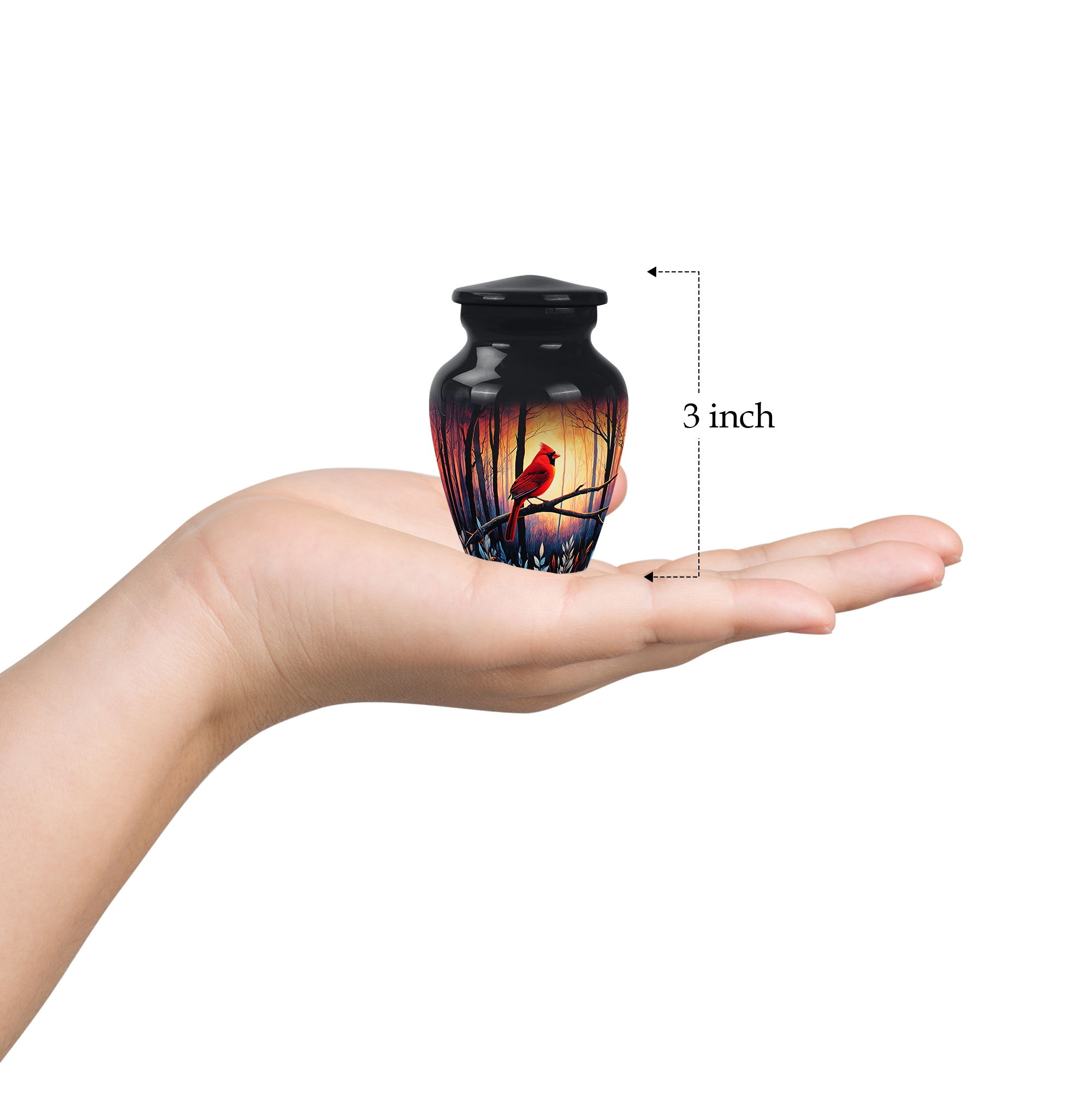 SABURIAL Cardinal Decorative Urns for Ash - Memorial Urns - 3 Inch - Pack of 1 - Cremation Keepsakes for Ashes - Ash Keepsake for Human - Small Urn for Human Ashes