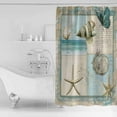 thumbnail image 4 of Small Stall Shower Curtain 48x72 Inch Narrow Half Size Coastal Bath Curtains Bathroom Decor Summer Beach Nautical Conch Starfish Butterfly Waterproof Fabric Shower Curtain Set with Hooks 48 Inch, 4 of 6