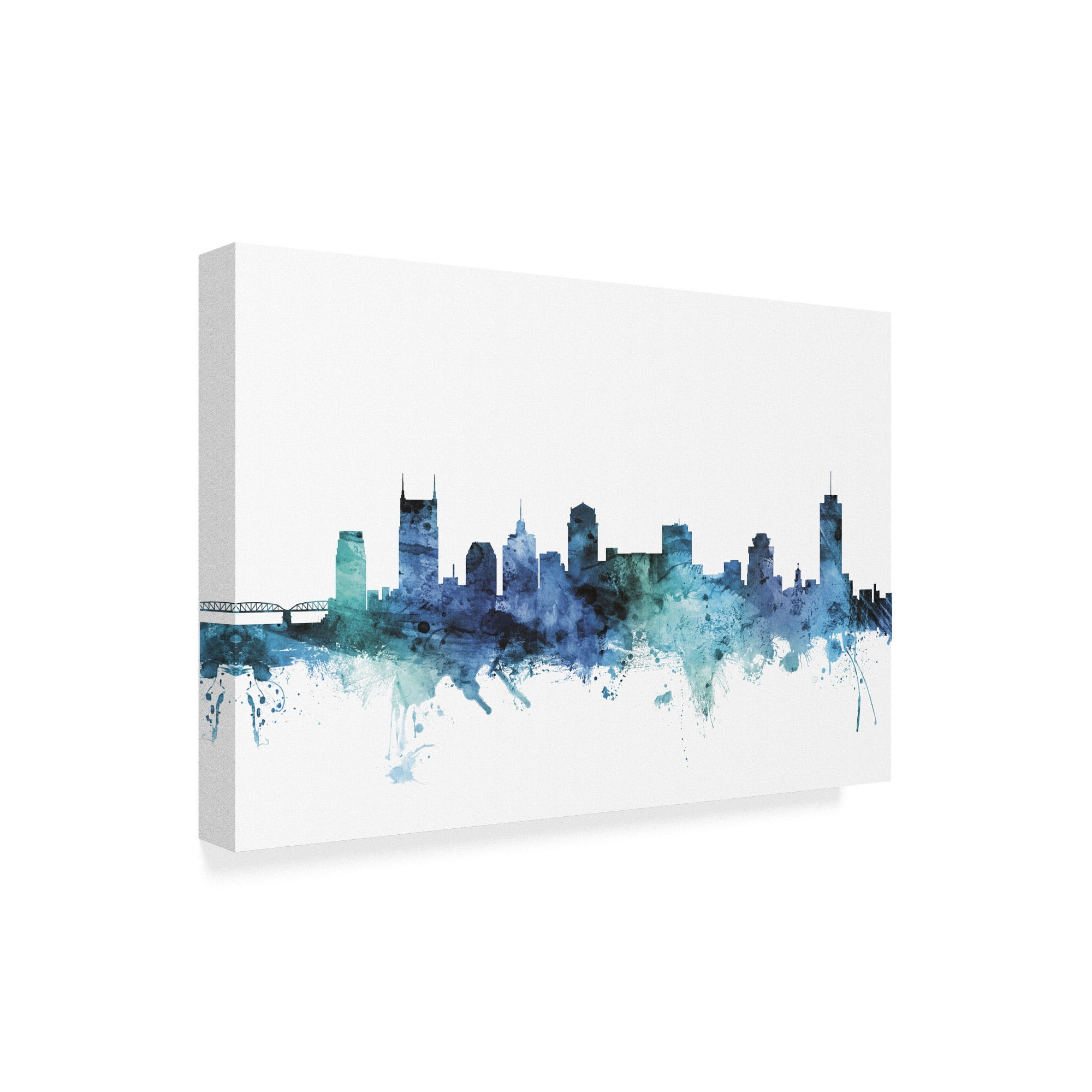 Trademark Fine Art 'Nashville Tennessee Blue Teal Skyline' Canvas Art by Michael Tompsett