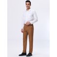 thumbnail image 4 of Unique Bargains Men's Striped Dress Pants Straight Fit Color Block Office Suit Trousers 30 Brown White, 4 of 6