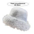 thumbnail image 5 of sunsanly Women Winter Bucket Hat Fuzzy Plush Thickened Windproof Heat Retention Solid Color Dome Faux Fur Fisherman Hat Outdoor Cap, 5 of 8