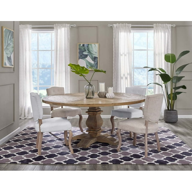 Modway Column 71" Round Pine Wood Dining Table in Brown