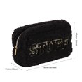 thumbnail image 4 of Bolso de maquillaje portátil con letras de chenilla, felpa con parches de letras de chenilla para mujer, 4 of 9