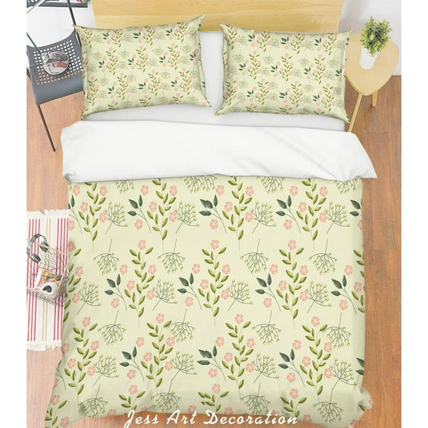 3D Rosa Floral Amarillo Funda de edredón Juego de ropa de cama Fundas de almohada 14
