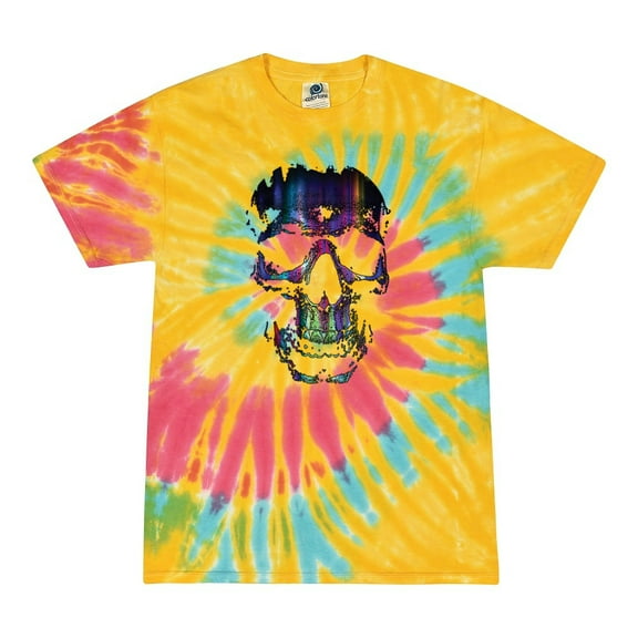 Wild Bobby, Rainbow Colored Skull in the Shadows, Pop Culture, Tie-Dye Tees, Aurora, Medium