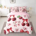 thumbnail image 2 of Manfei Red Cherry Twin Bedding Sets 7-Piece,Kawaii Bowtie Bow Bedding Comforter Set,Pink Sakura Sheet Sets For Girls Teens,Breathable Home Decor,Reversible, 2 of 8