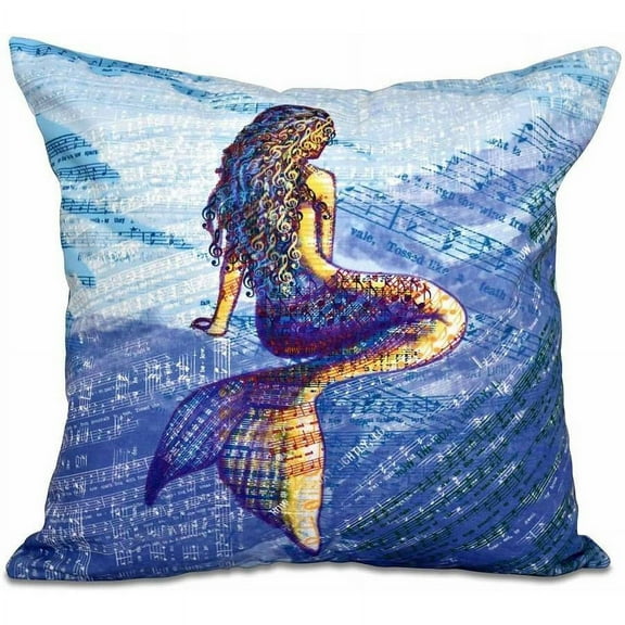 Simply Daisy 16" x 16" Mermaid Geometric Print Pillow, Blue