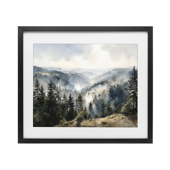 Stupell Industries Traditional Misty Tree Tops Vista Black Framed Print Under Glass, 16 x 13, by Franklyn Gregory