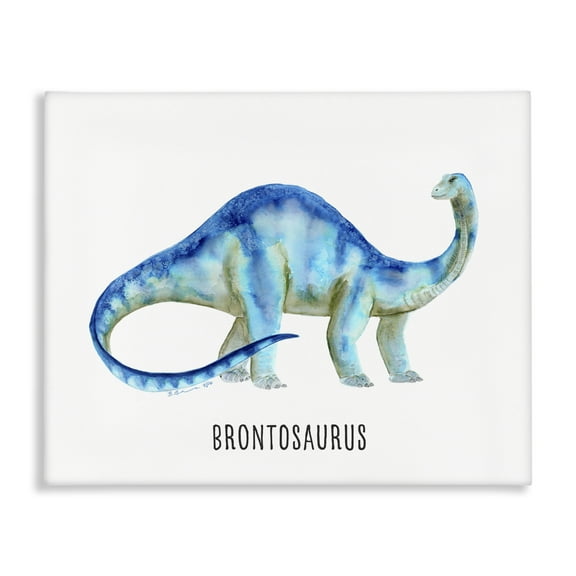 Stupell Industries Brontosaurus Dinosaur Learning Animals Painting Wrapped Canvas Art Print Wall Art, 20 x 16