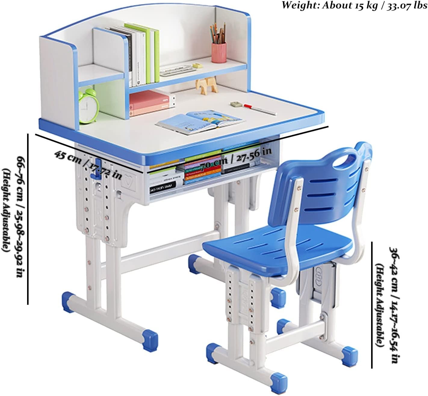  Kids Desk and Chair Set 8-10-12 Year Old, Height Adjustable Kids  School Study Desk with Chair, Drawers, Hutch, Storage Shelves Computer Desk  Table with Pedal for Boys : Home & Kitchen