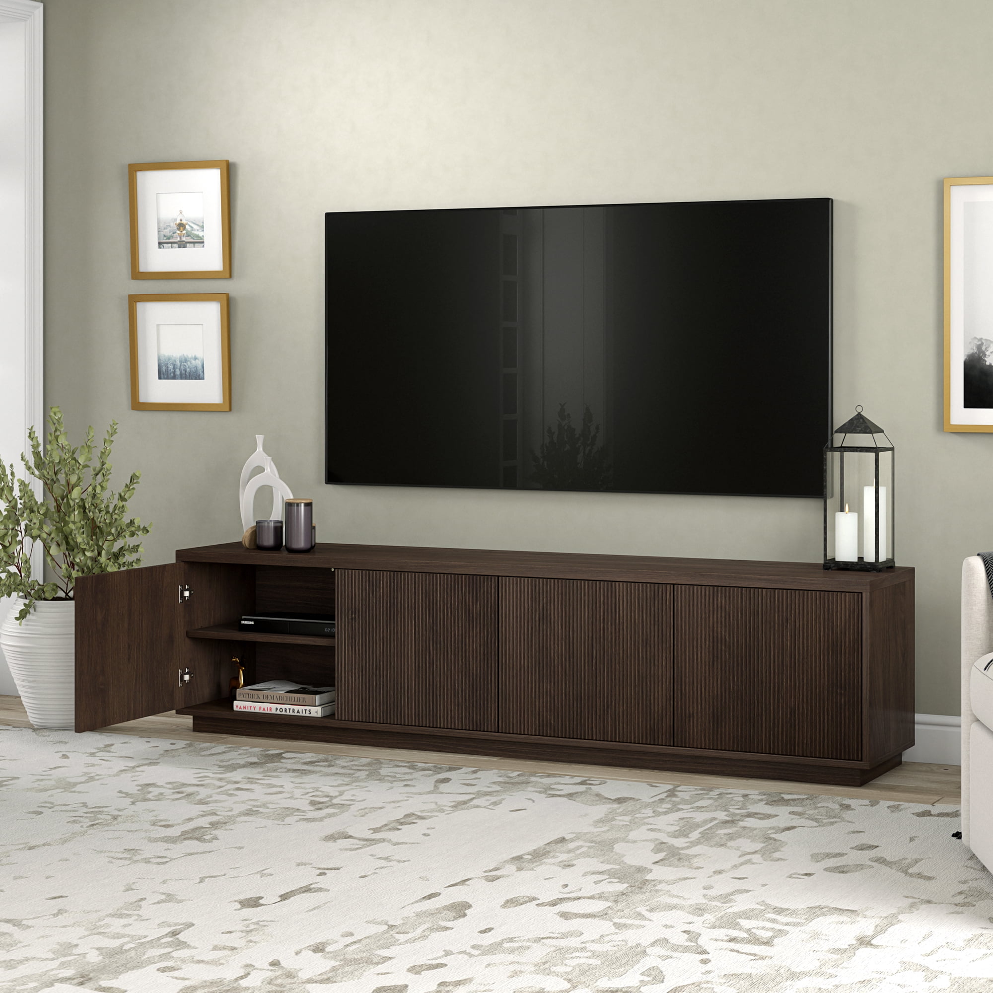 Hanson Rectangular TV Stand for TV's up to 85" in Alder Brown