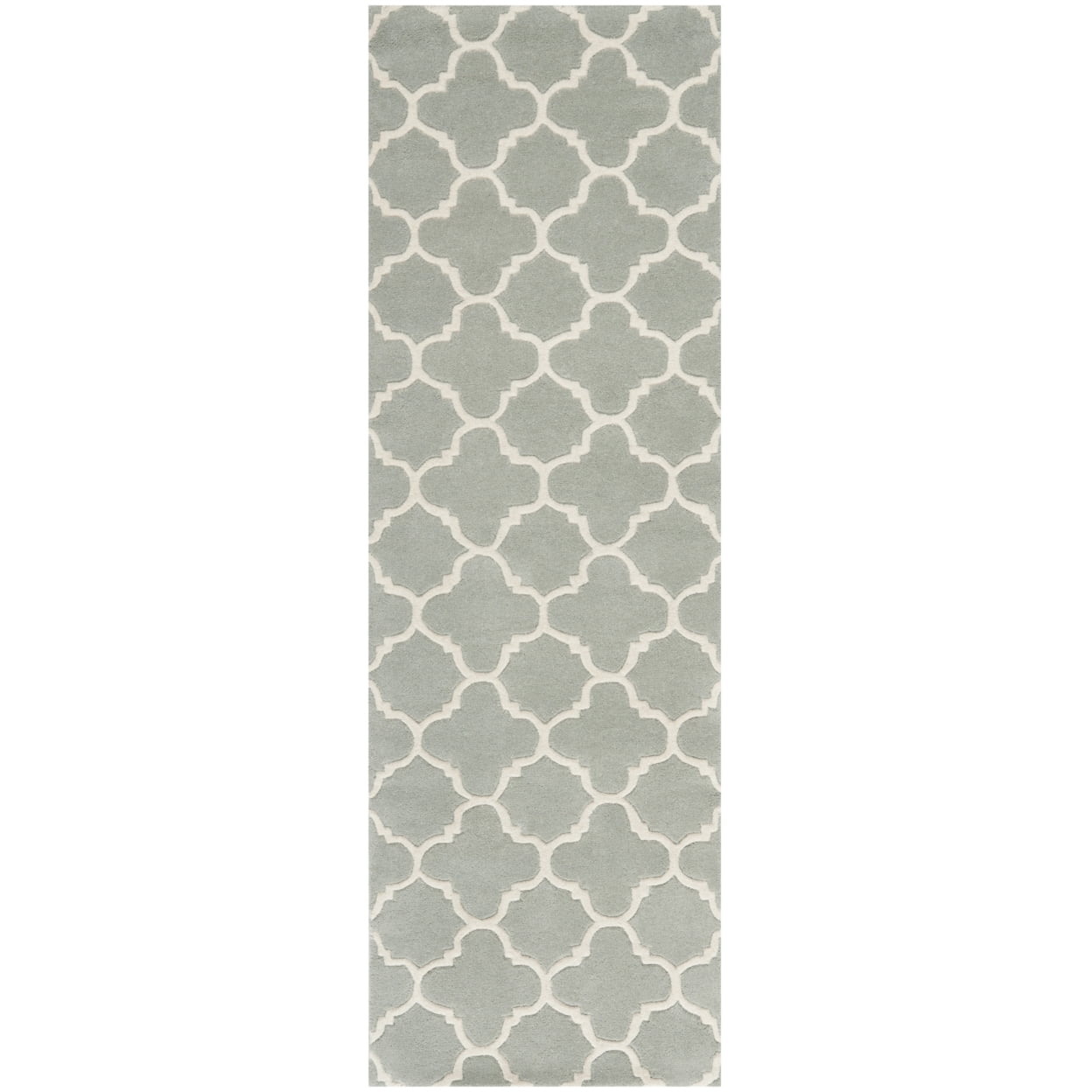 SAFAVIEH Chatham Jacob Geometric Quatrefoil Wool Area Rug, Grey/Ivory, 3' x 5'