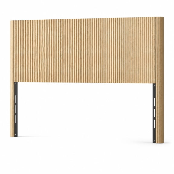 Modern Wooden Headboard with Arched Corrugated Design, Queen Size Oak Headboard with Vertical Grain, Farmhouse Vintage Bed Headboard, Easy Assembly Bedroom Furniture, Oak
