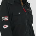 thumbnail image 5 of Women's WEAR by Erin Andrews  Black Kansas City Chiefs Tri-Blend Patch Pocket Cropped Full-Zip Bomber Hoodie Jacket, 5 of 5