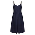 thumbnail image 4 of B91xZ Femmes Décontracté en Vrac Robe Sans Manches Col Rond une Ligne Plissée Genou Longueur Robe Tunique, Marine XXL, 4 of 4