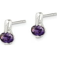 thumbnail image 2 of Sterling Silver Purple Cz Post Earrings (10 X 6) Made In India qe9418, 2 of 5