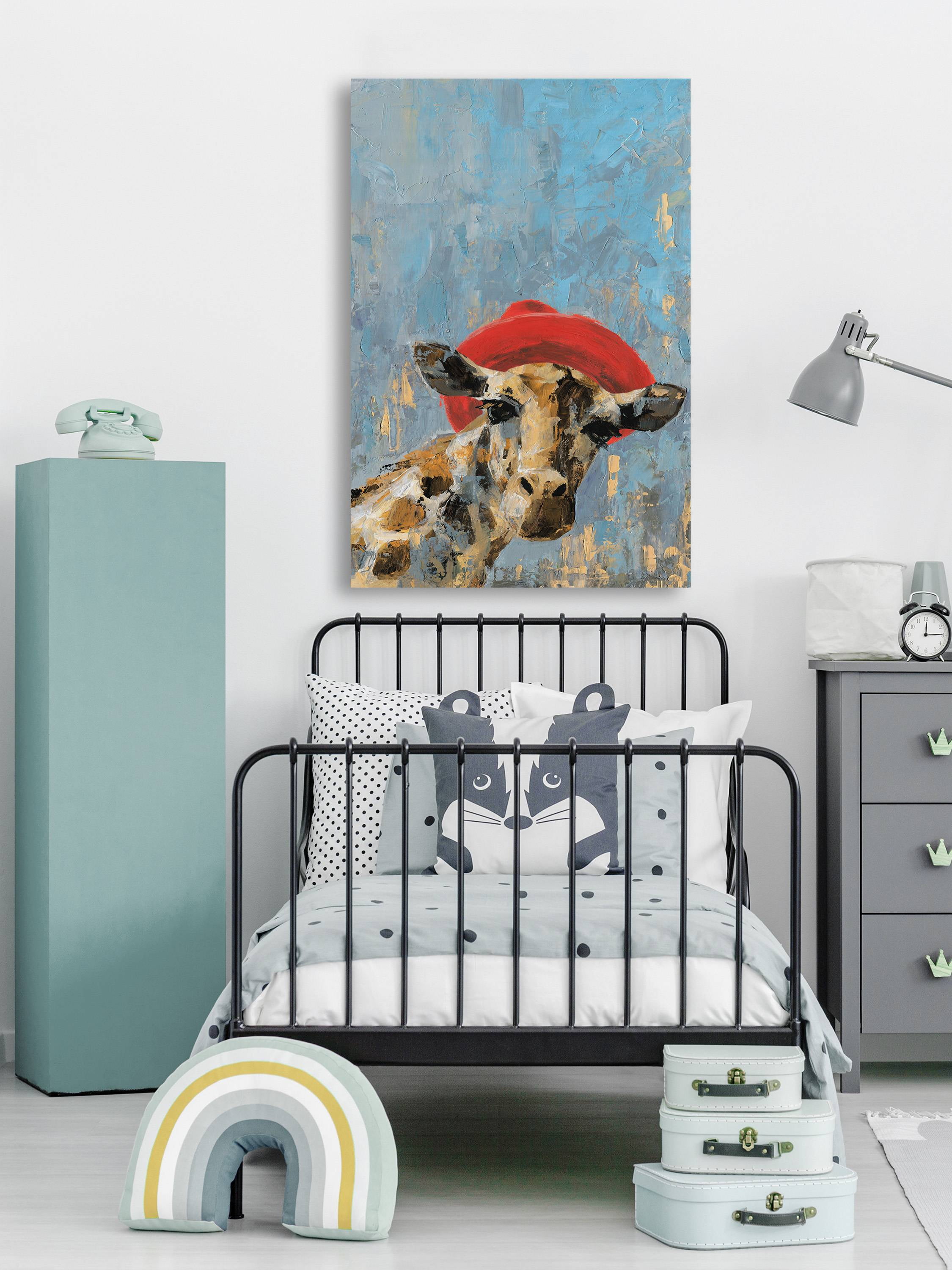 Marmont Hill Giraffe's Red Hat Canvas Wall Art