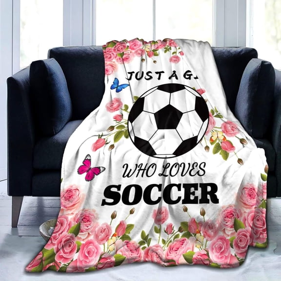 Soccer Blanket Gifts for Girls Blankets and Throws Bedding Ball Stuff Plush Flannel Soccer Gifts for Girls Teens Kids Adults Room Decor Party Decorations