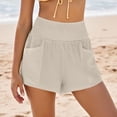 thumbnail image 4 of FAIWAD Linen Shorts for Women Summer Casual Smocked Elastic Waisted Wide Leg Shorts Boho Beach Short Pants, 4 of 9