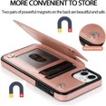 thumbnail image 6 of Design for iPhone 11 Wallet Case with Tempered Glass Screen Protector Credit Card Holder Wallet Slot Stand Kickstand Flip Leather Protective Cover for iPhone11/Eleven XI 11R Women Rose Gold, 6 of 15