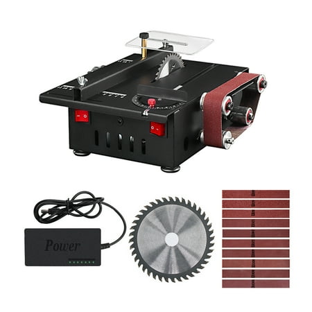 

Walmeck 150W Bench Saw and Belt Sander Variable Speed Circular Table Saw 30mm Cutting Depth DIY Benchtop Sanding Machine with 10 Sanding Belts for Wood Stone Metal