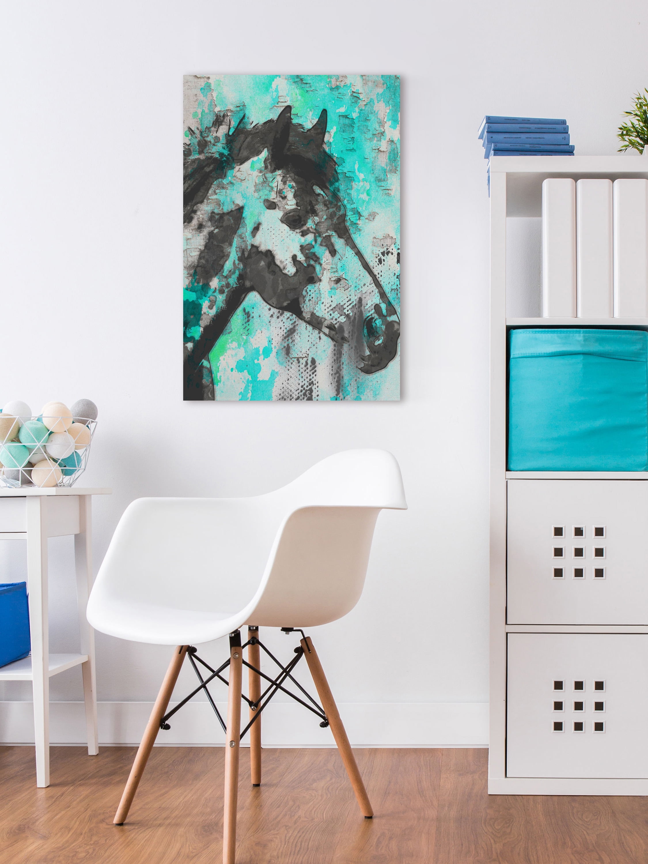 "Star Bright Aqua" Painting Print on Wrapped Canvas