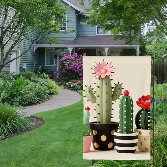 Spring Summer Garden Flag Double Sided Succulent Cactus Welcome Yard House Outside Outdoor Decoration,12*18 inch