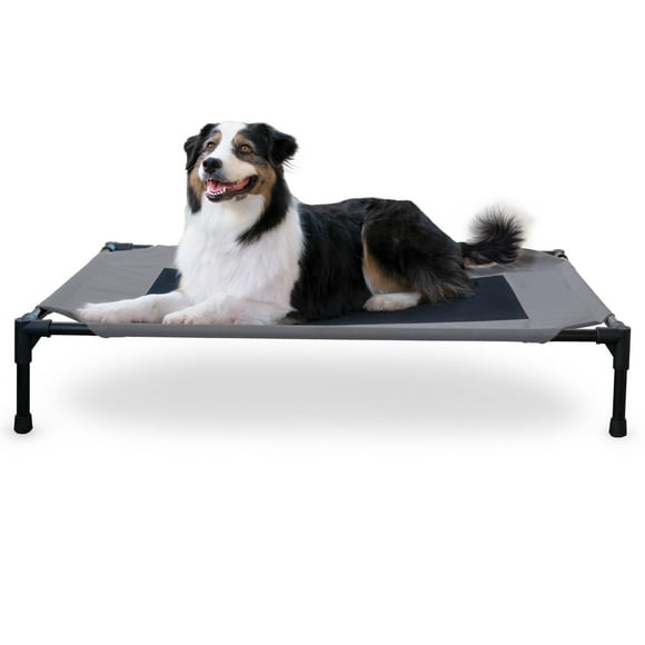 K&H PET PRODUCTS Cuna para Mascotas, Cama elevada para Perro, Malla Gris/Negra, Grande, 30 x 42 x 7 Pulgadas
