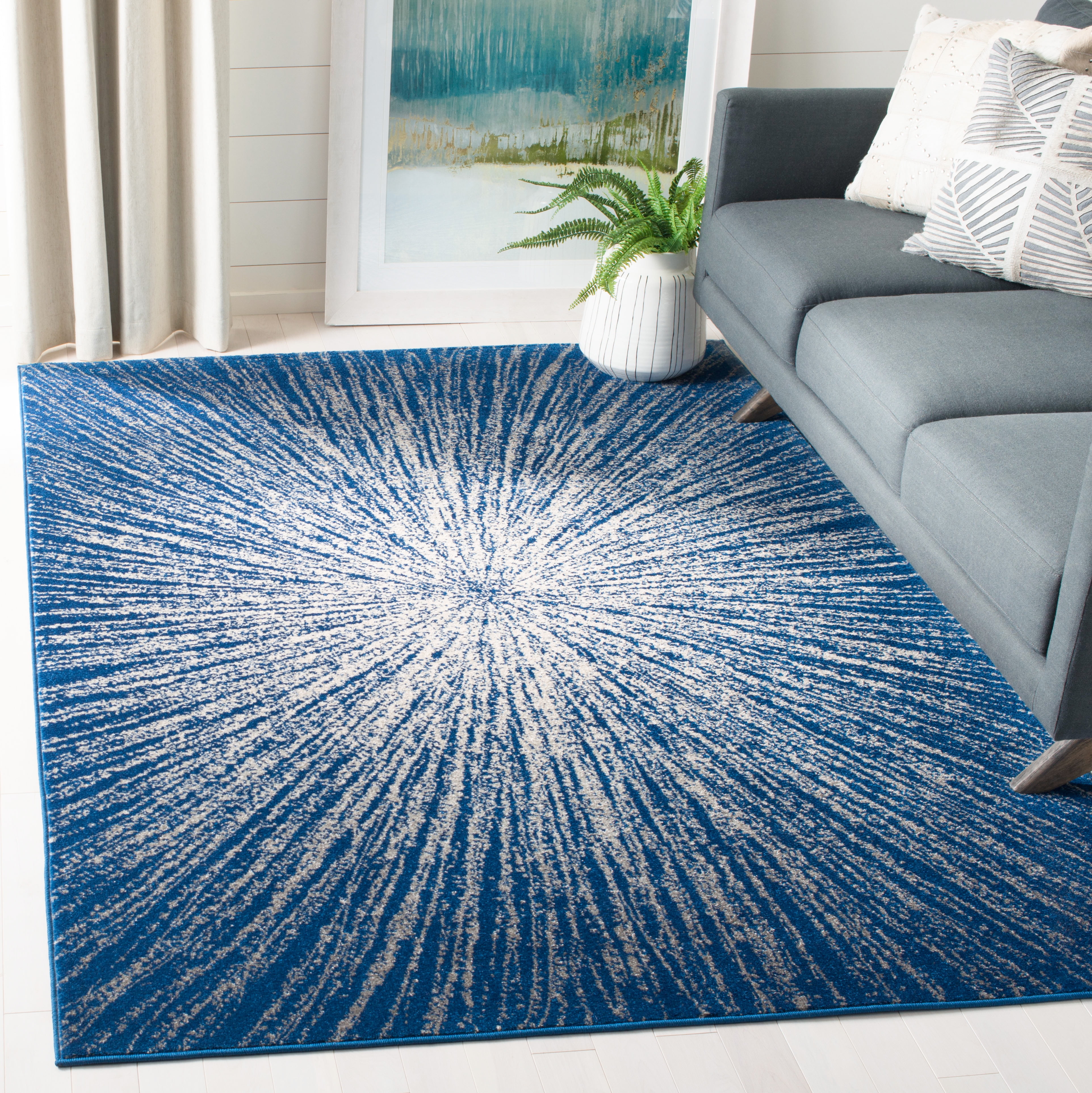 SAFAVIEH Evoke Vana Abstract Area Rug, Navy/Ivory, 4' x 6'