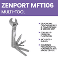 thumbnail image 6 of Zenport MFT106 8-Function Wrench Multi-Tool w/ Carrying Case, Silver, 6 of 7