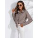 thumbnail image 4 of Camisas de Mujer con Botones, Casuales, de Larga, A Cuadros, con Estampados, Blusas Holgadas con Cuello A . Color Café XL, 4 of 8