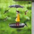 thumbnail image 2 of Outdoor Hanging Bird Feeder Set with Metal Chain and Umbrella Girl Shape, Feeder with Brush, 2 of 5
