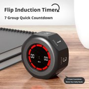 Gravity Sensor Timer, Flip Countdown Timer with Visual Progress Display, Preset Time Settings, Silent Alert for Study, Cooking & Work