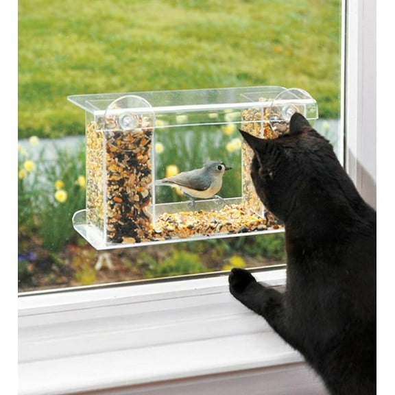 Plow & Hearth One-Way Mirror Window Mount Bird Feeder